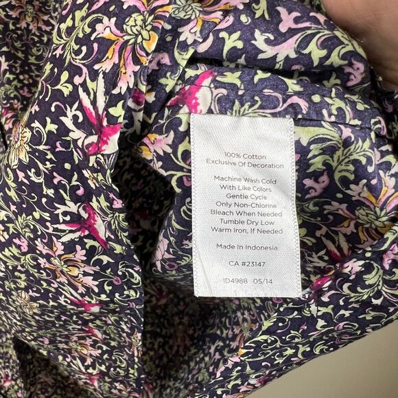 Women's Talbots Size 20W Purple Ditzy Floral Long Sleeve Button Down - Picture 7 of 8
